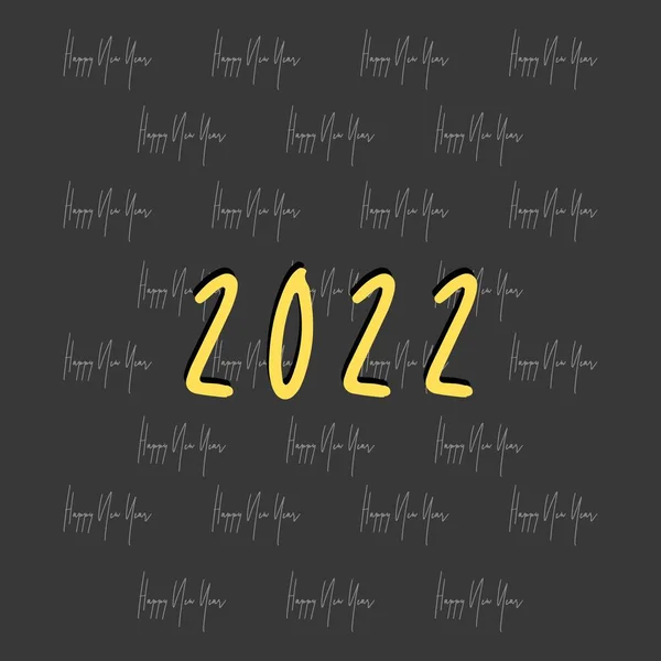 Koyu arkaplanda 2022 sayısal tipografi ve mutlu yeni yıl metin deseni tasarımı 