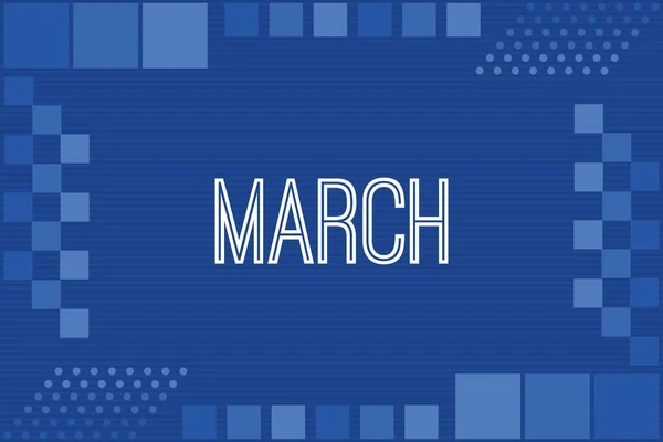 March Typography Blue Luxury Frame Background Design Calendar Conceptual Vector — стоковый вектор