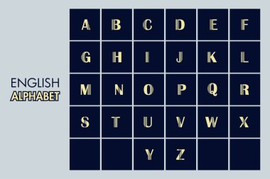 İngiliz alfabesi harfi ayarlandı. Kare şeklinde harf işareti. Çocuk Eğitimi için alfabe koleksiyonu