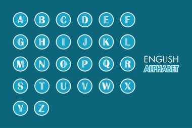 İngiliz alfabesi harf koleksiyonu. Daire şeklinde harf işareti. Çocuk Eğitimi için alfabe koleksiyonu