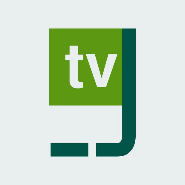 テレビ用Jレターコンセプトロゴ Jtvレターマーク象徴的なロゴベクトルイラスト — ストックベクタ