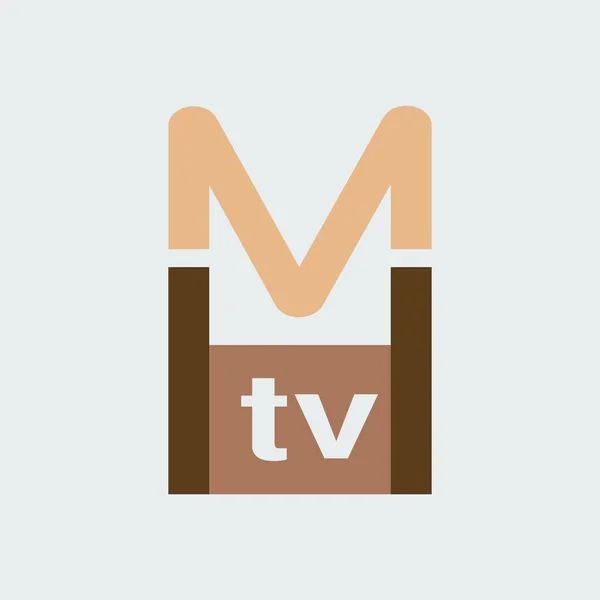 Логотип Letter Телевидения Буква Mtv Обозначает Знаковую Векторную Иллюстрацию Логотипа — стоковый вектор