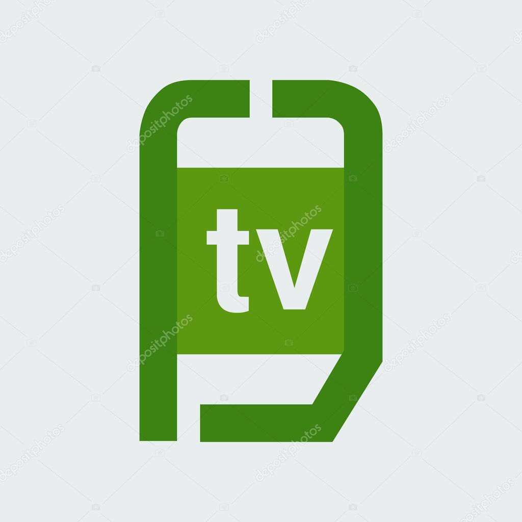 D letter concept logo for TV. Dtv letter mark iconic logo vector illustration.