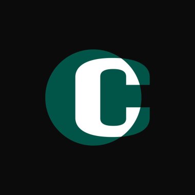 C kalın harfli logo vektör çizimi. Beyaz ve yeşil Kavram tasarımı. 