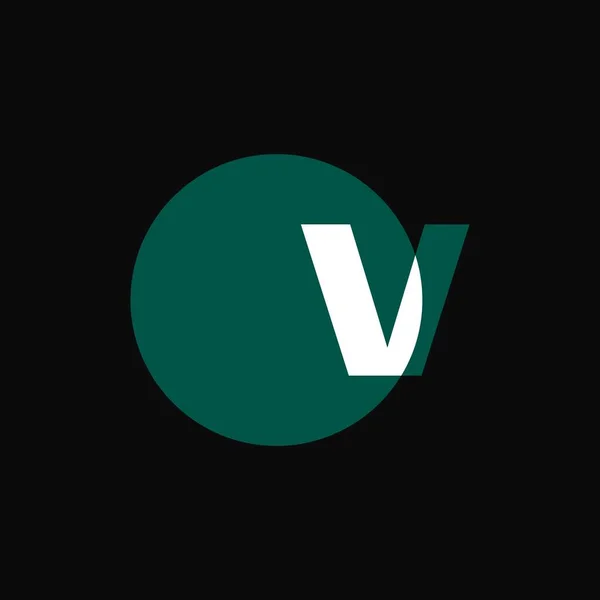 V太字の文字マークのロゴベクトルイラスト 白と緑のコンセプトデザイン — ストックベクタ