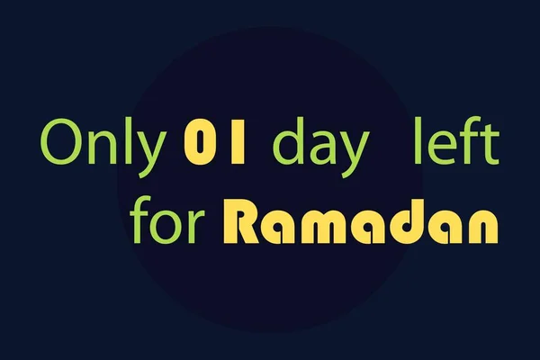 Koyu mavi arkaplanlı Ramazan tipografi metnine sadece 01 gün kaldı. Ramazan kavramsal kota tipografisi Poster, afiş ve dikkat tasarımı.