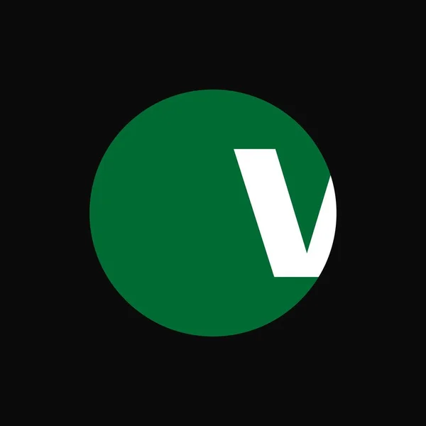 Vレターマーク象徴的なラウンドロゴベクトルイラスト 白と緑のコンセプトロゴデザイン — ストックベクタ