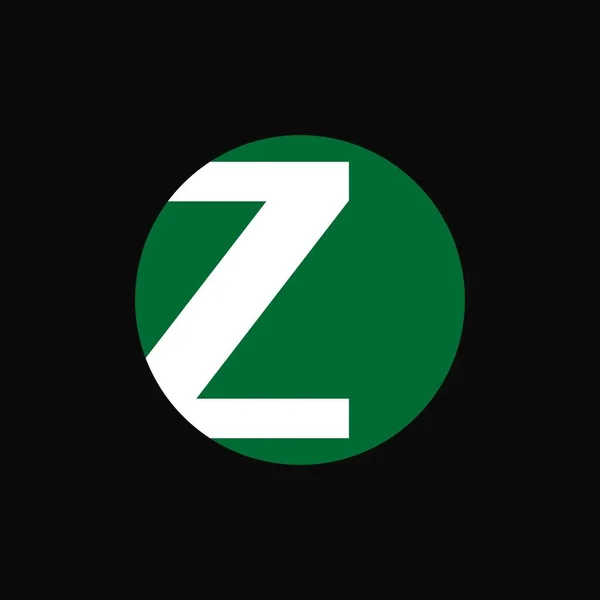 Z文字マーク象徴的なラウンドロゴベクトルイラスト 白と緑のコンセプトロゴデザイン — ストックベクタ