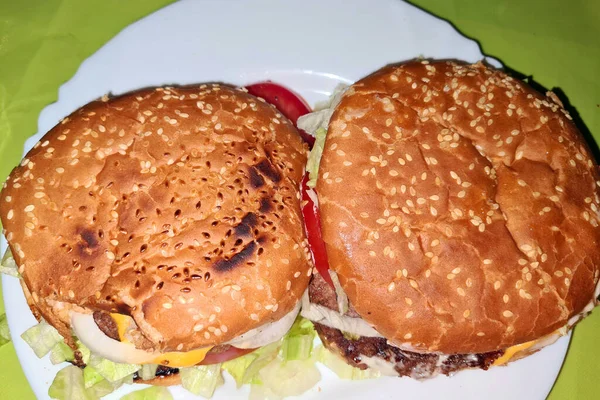 Barger Jedzenie Vintage Widok Kurczak Barger Talerzu Burger Snack Niemczech — Zdjęcie stockowe