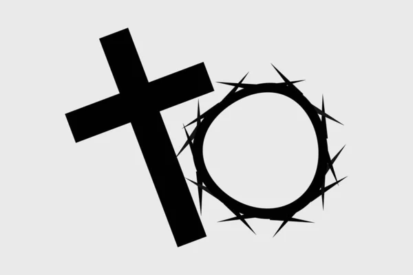 Trnová Koruna Vektorová Ilustrace Křížového Symbolu Trnová Koruna Velikonoce Podpis — Stockový vektor