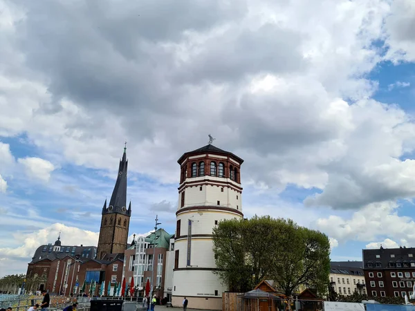Duesseldorf Germany May 2021 Old Castle Tower Lambertus Church Dusseldorf — Stok fotoğraf