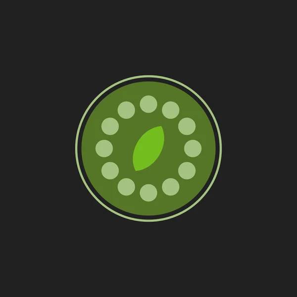 丸型のバッジロゴベクトルイラストと緑の葉 自然と環境のユニークなシンボルロゴデザイン 緑のコンセプトロゴ 自然タイル Tシャツのデザイン — ストックベクタ