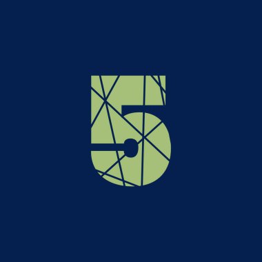 5 sayısal metin vektör logosu veya sembol tasarımı. 5 basamaklı tipografi negatif uzay dokusu çizimi. Tişört, logo ve tasarım için lüks tasarım. Beş sayı vektör tasarımı. 