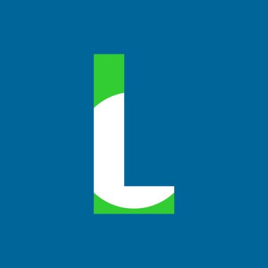 L harfi logo vektör tasarımı. Beyaz ve yeşil konsept ikonik marka logo tasarımı. L harfi metin vektör illüstrasyonu