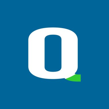 Q harfi logo vektör tasarımı. Beyaz ve yeşil konsept ikonik marka logo tasarımı. Q harfi metin vektör illüstrasyonu