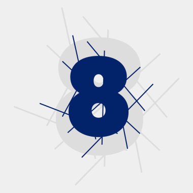 8 sayısal metin kavramsal logo vektör tasarımı. Çizgi şeklinde sekiz numara. 8 basamaklı logo, tişört ve grafik ögesi.