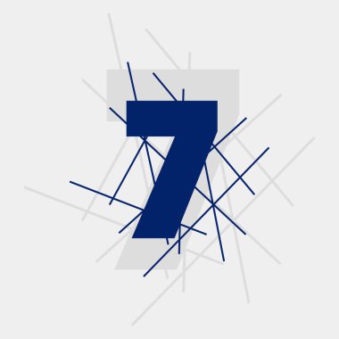 7 sayısal metin kavramsal logo vektör tasarımı. Çizgi biçimli yedi numara. 7 basamaklı logo, tişört ve grafik ögesi.