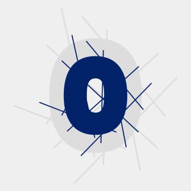 0 sayısal metin kavramsal logo vektör tasarımı. Sıfır numara ve çizgi şekli. 0 basamaklı logo, tişört ve grafik ögesi. 