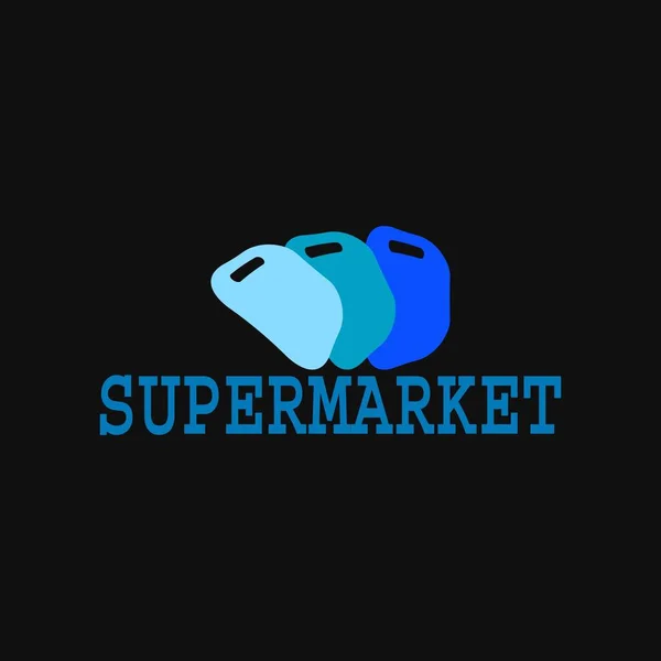 Supermarket Konceptuell Logotyp Med Shoppingväskor Stormarknad Typografi Text Ikonisk Shirt — Stock vektor