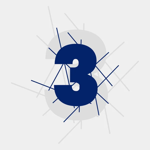 Numerický Návrh Vektorového Loga Tři Čísla Tvaru Čáry Místné Logo — Stockový vektor