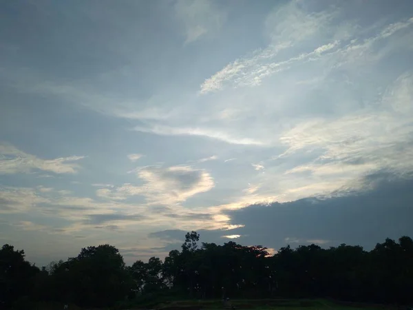 Evening Nature Cloudy Beauty Bangladesh Sunset Nature Village — Fotografia de Stock