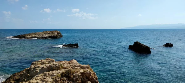 View Rocky Beach Sea Coast Mediterranean Sea — 图库照片