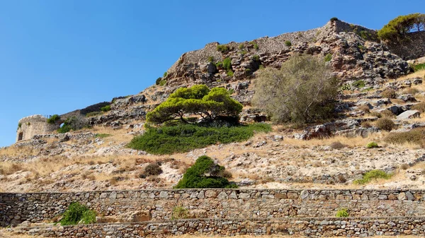 View Old Stone Ruins Ancient Greek Fortress Island — Stock Photo, Image