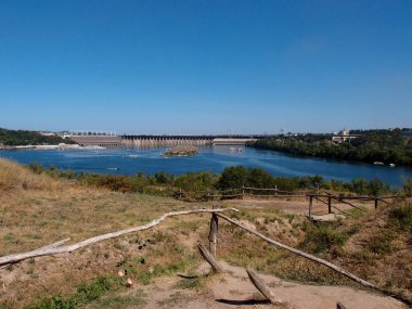 Beautiful view of the Dnipro river from Khortytsia island, Zaporizhzhia, Ukraine