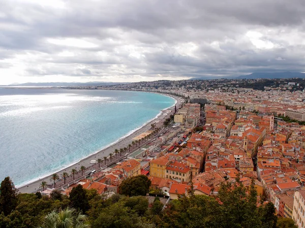 Panoramic View Old City Promenade Des Anglais Nice French Riviera — ストック写真