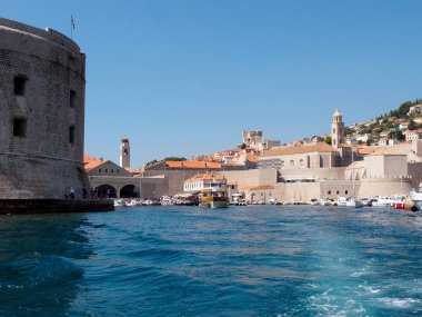 Dubrovnik 'teki Old Harbour manzarası, deniz manzarası.
