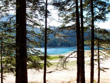 Beautiful landscape of the glacial lake in the mountains, Black Lake, Crno jezero, Durmitor National Park, Montenegro