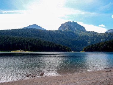 Beautiful landscape of the glacial lake in the mountains, Black Lake, Crno jezero, Durmitor National Park, Montenegro