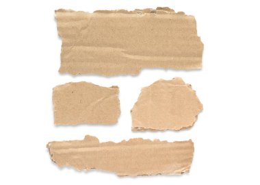 four pieces of corrugated cardboard on a white background, cardboard for notes