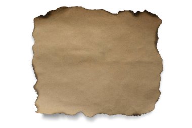 brown cardboard isolate with scorched edges