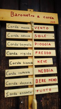 Mountains in the Dolomites. Thermometer in the mountains.