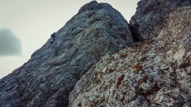 Mountains in the Dolomites. Majestic mountain in the fall. Rocky mountains. Climbing via ferratas.