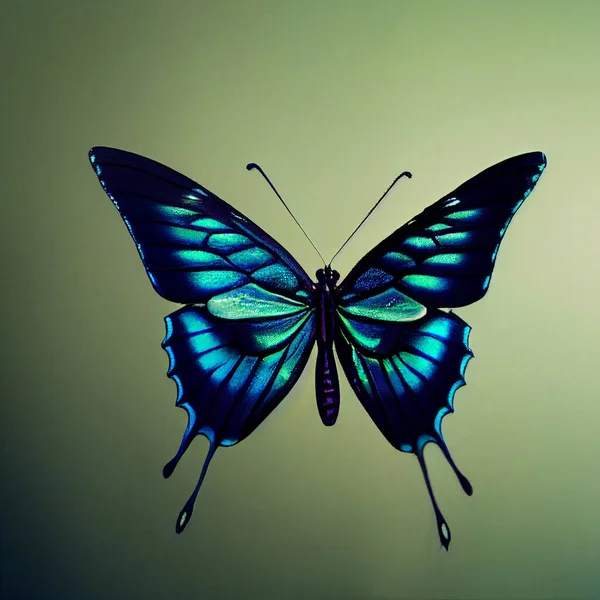 Blue butterfly. Beautiful butterfly in flight. Computer graphics of a butterfly