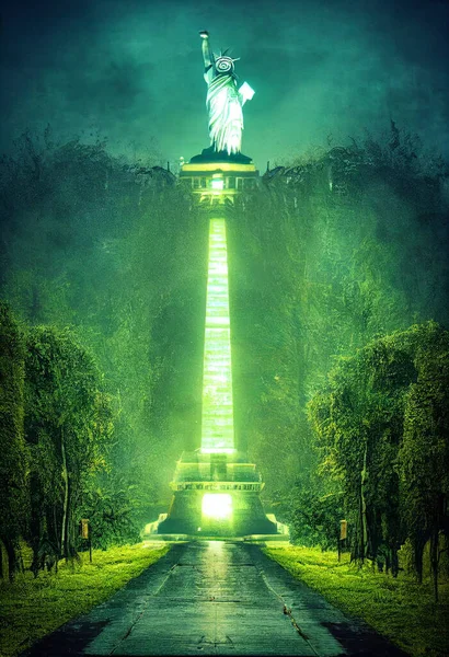 Statue of Liberty in a post-apocalyptic world. Statue of Liberty in a green arrangement