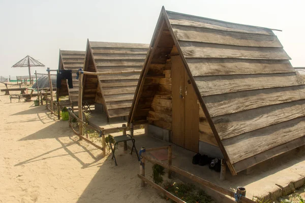 Holzhäuser Eines Resorts Direkt Strand Der Nähe Von Mardarmani Westbengalen — Stockfoto