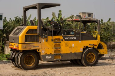 29 Ocak 2022, Kolkata, Batı Bengal, Hindistan: Seçici odaklı seyyar bir yol tekerlekli kamyon. Seçici odak.