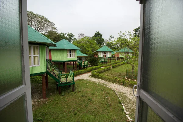 Quelques Magnifiques Chalets Bois Autre Chalet Célèbre Camp Éléphants Dhupjhota — Photo