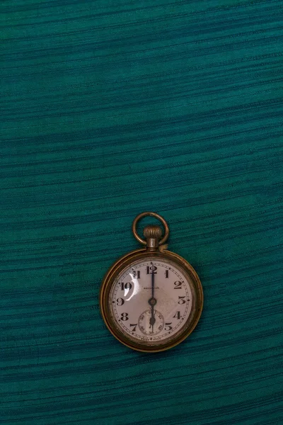 Old Vintage Antique Pocket Watch Chain Couch Selective Focus — Stock Photo, Image