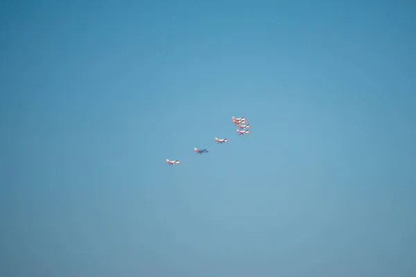 Madrid España Octubre 2021 Imágenes Aviones Helicópteros Formación Por Desfile — Foto de Stock