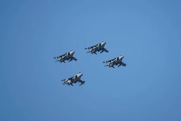 Madrid Espanha Outubro 2021 Imagens Aviões Helicópteros Formação Pelo Desfile — Fotografia de Stock