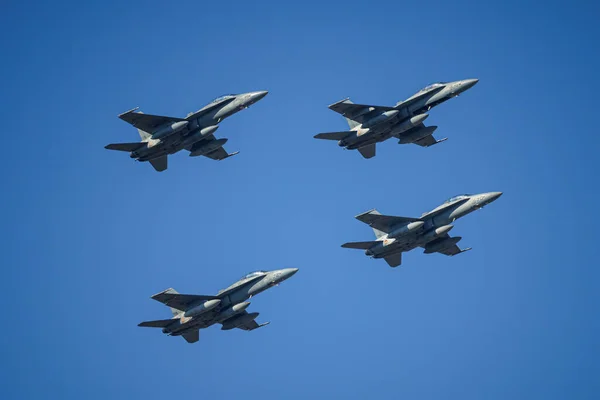 Madrid Espanha Outubro 2021 Imagens Aviões Helicópteros Formação Pelo Desfile — Fotografia de Stock