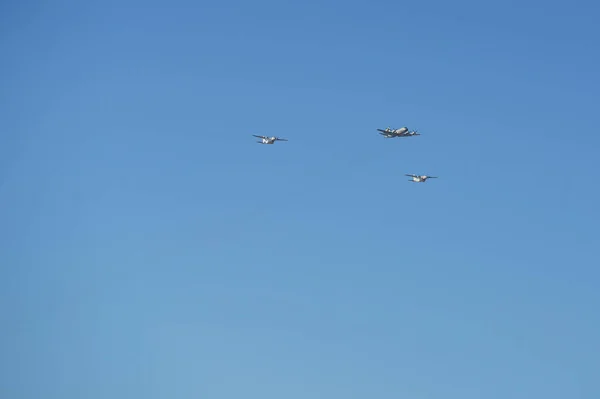 Madrid Espanha Outubro 2021 Imagens Aviões Helicópteros Formação Pelo Desfile — Fotografia de Stock