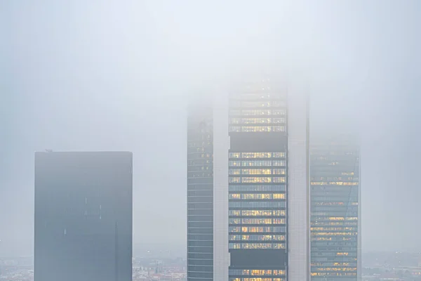 Views Castellana City Madrid Very Cloudy Winter Day Views Financial — Stock Photo, Image