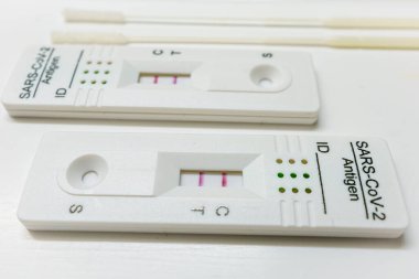 PCR test for COVID 19 Coronavirus with positive result after performing nasal samples with swabs