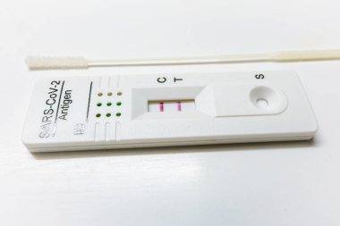 PCR test for COVID 19 Coronavirus with positive result after performing nasal samples with swabs