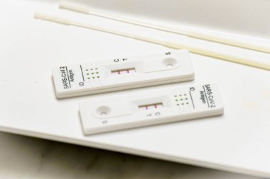 PCR test for COVID 19 Coronavirus with positive result after performing nasal samples with swabs